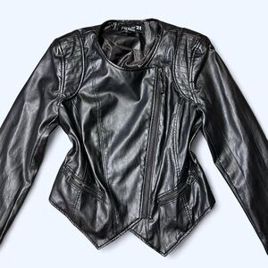 Goth Black Leather Moto Jacket by Forever 21!